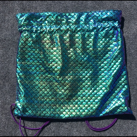 Handmade Iridescent Mermaid Drawstring Bag - Picture 3 of 10
